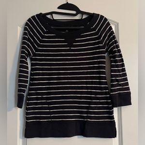 Banana Republic Boatneck Striped Lightweight Sweatshirt - Navy Blue